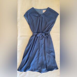 Gal Meets Glam Blue Grey Sleeveless Belted Flowy Dress